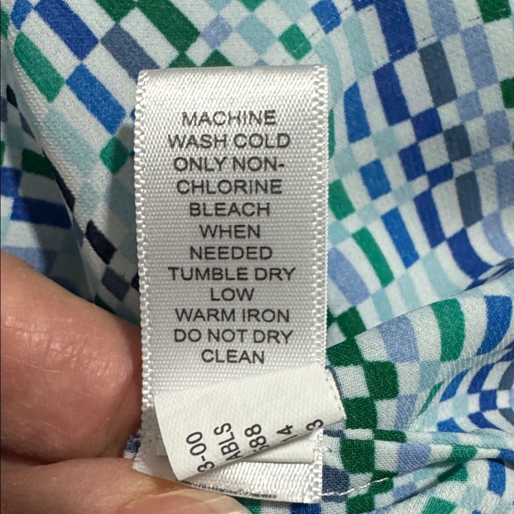 Banana Republic Cobalt blue, Aqua and Navy Patterned Blouse - Picture 7 of 8